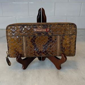 Michael Kors Wallet Leather Snake Moxley Brown Python Full Zip Continental